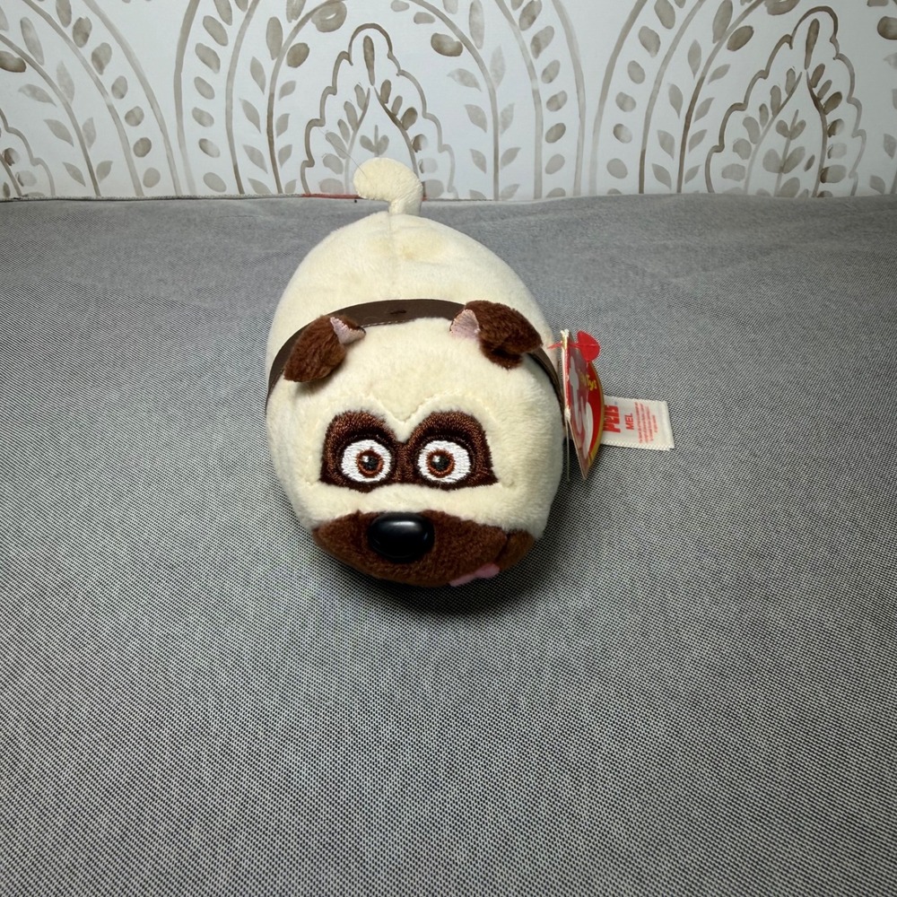 Ty Teeny Tys Secret Life of Pets Mel Pug‎ Dog Plush Stackable Cream Brown 4 inch